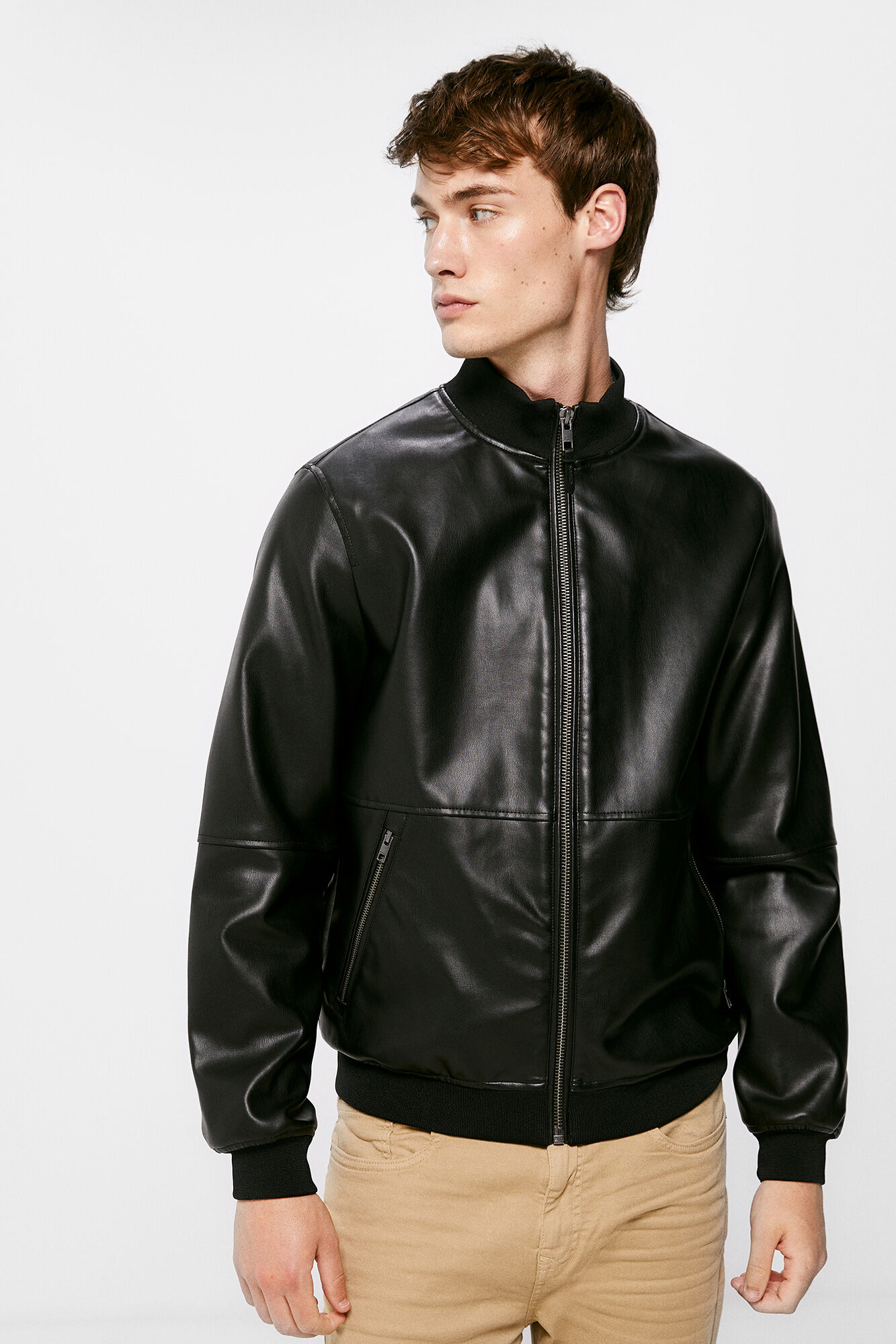Chamarra efecto deals piel hombre