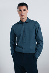Springfield Camisa de popelín con estampado azul