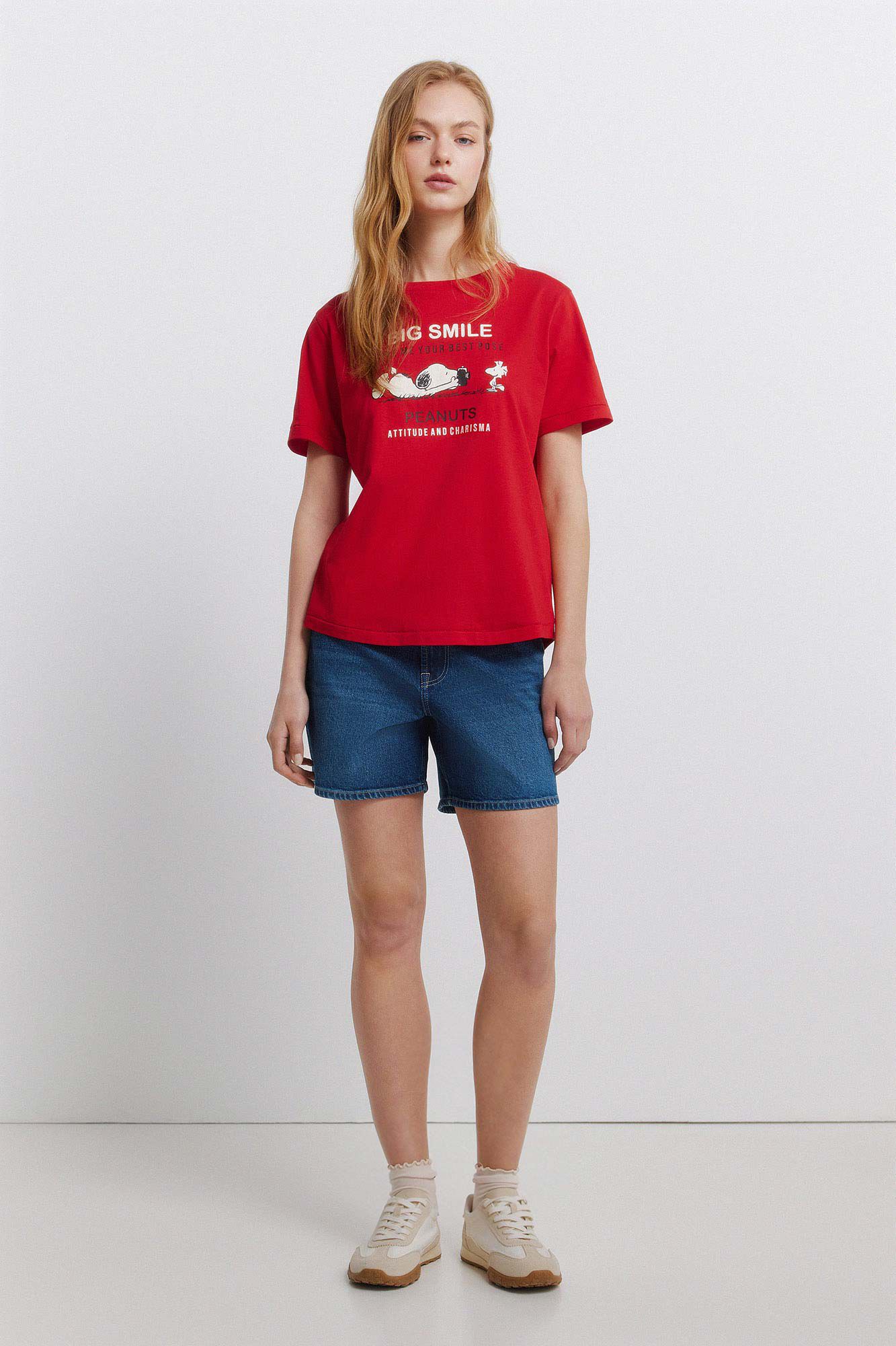 Springfield Playera de manga corta Snoopy rojo