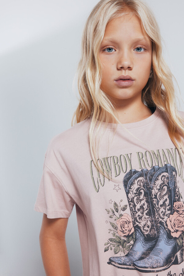 Springfield Kids Playera botas cowboy niña rosa