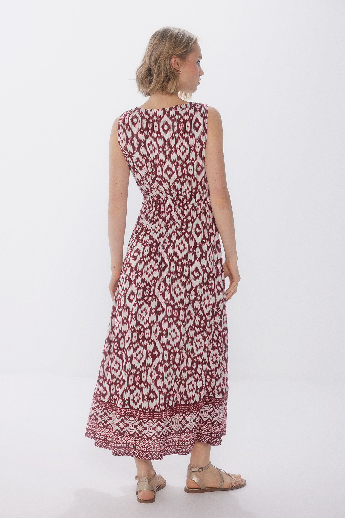 Springfield Vestido midi estampado bicolor p&uacute;rpura