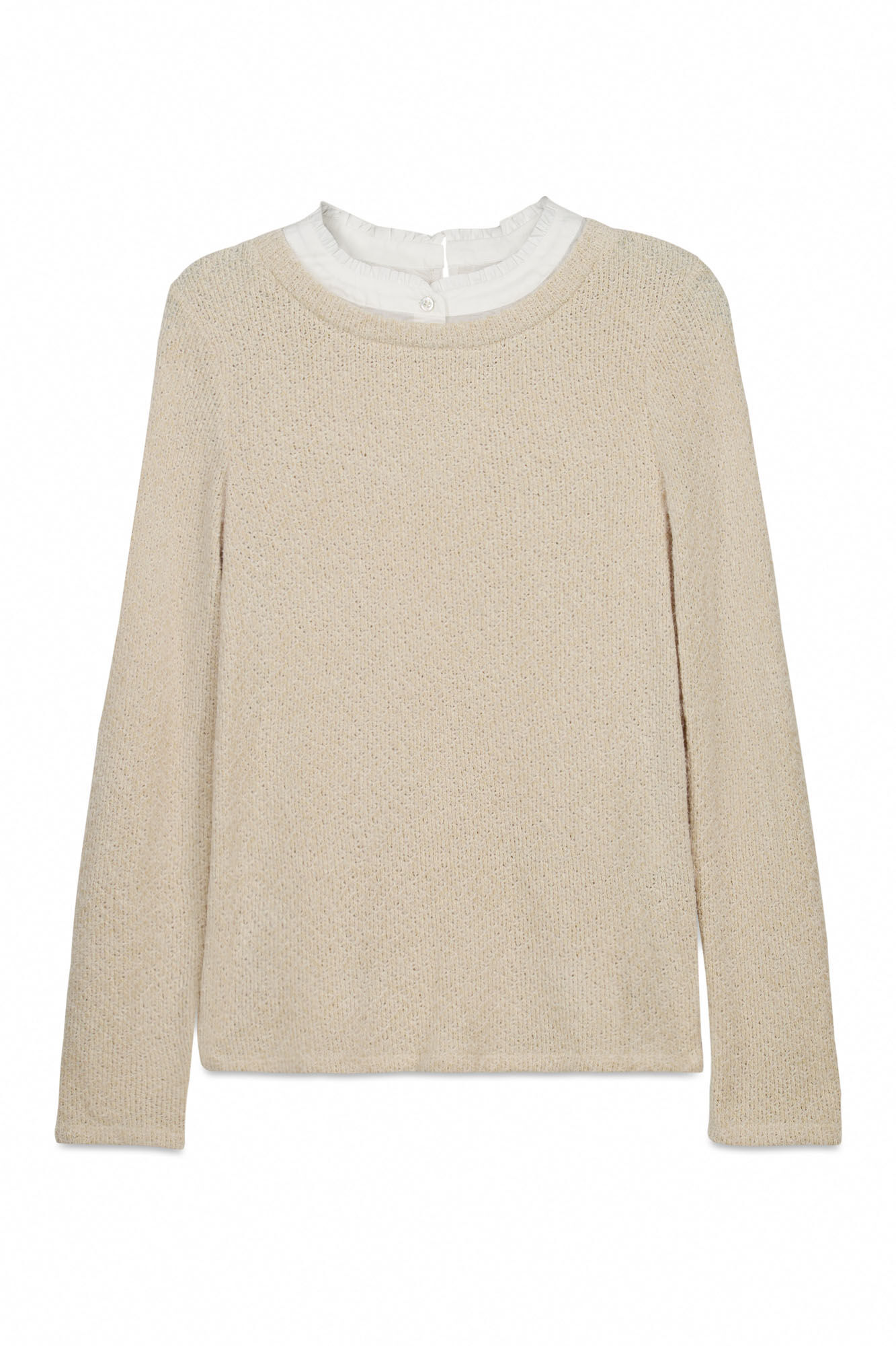 Springfield Playera chenilla cuello combinado caf&eacute;