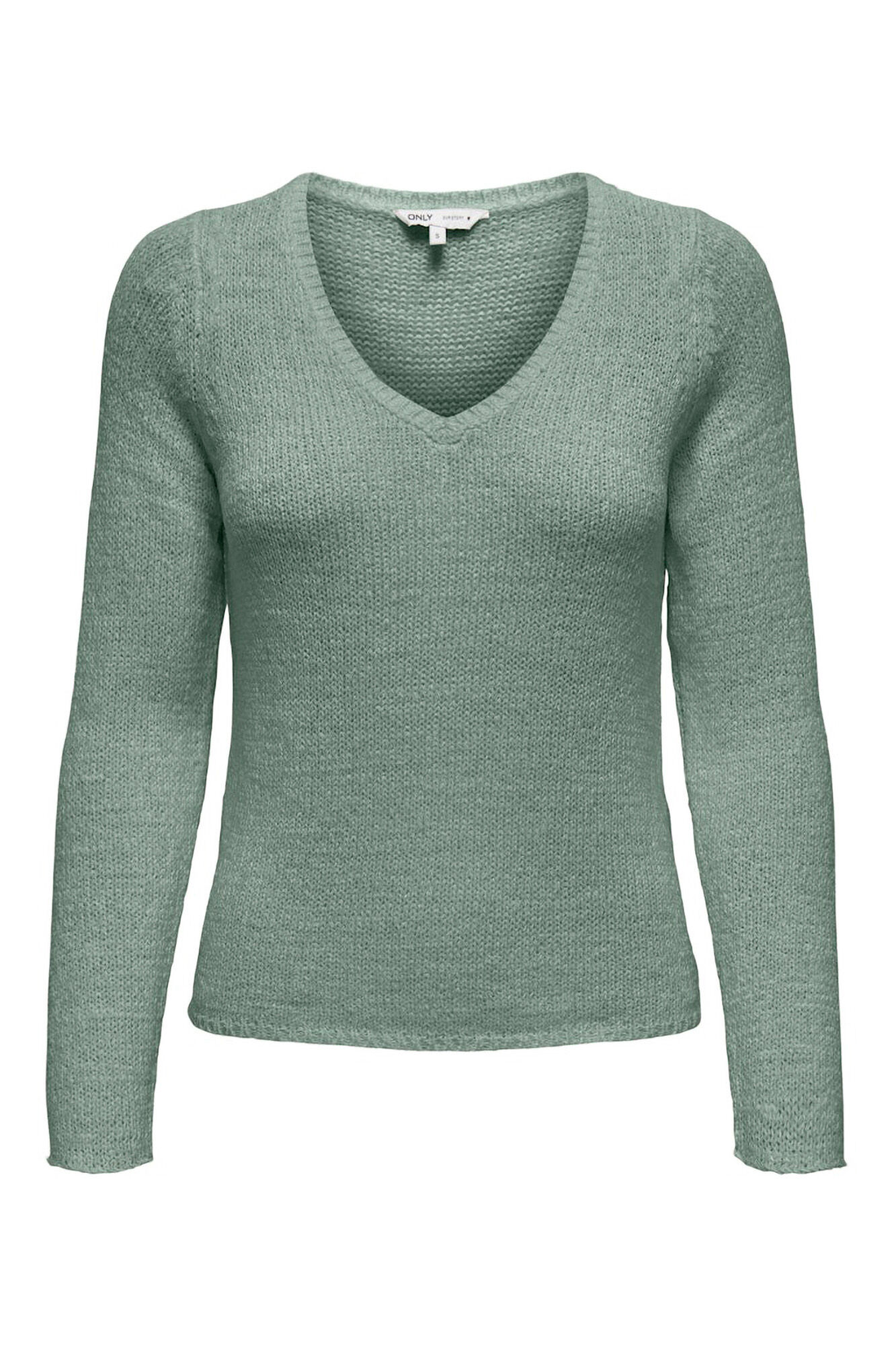 Only Su&eacute;tere de cuello de pico caza oscuro