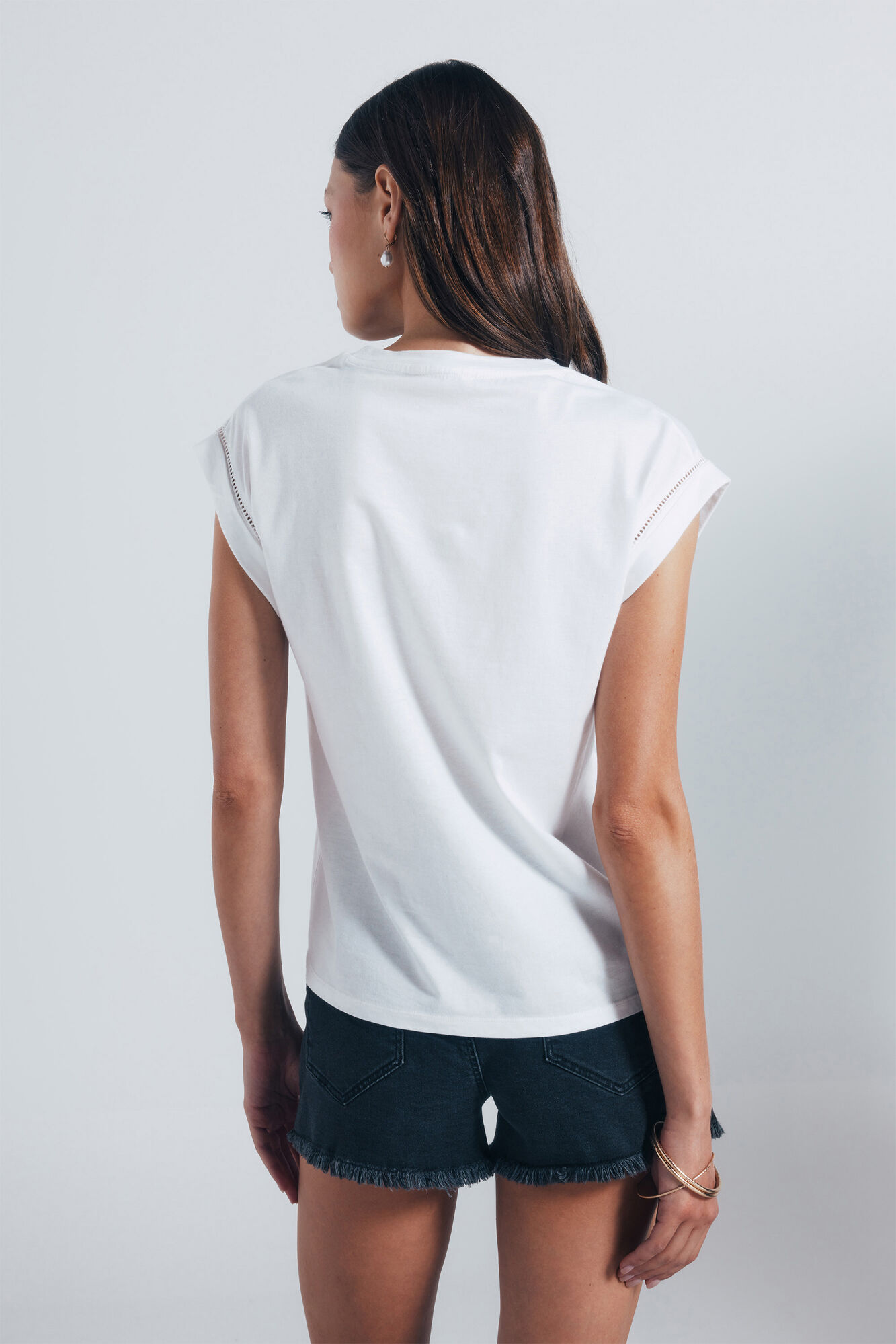 Springfield Playera gr&aacute;fica &eacute;tnica mangas lace beige