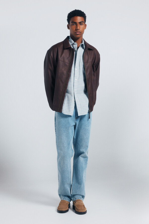 Springfield Camisa de algodón flameado azul