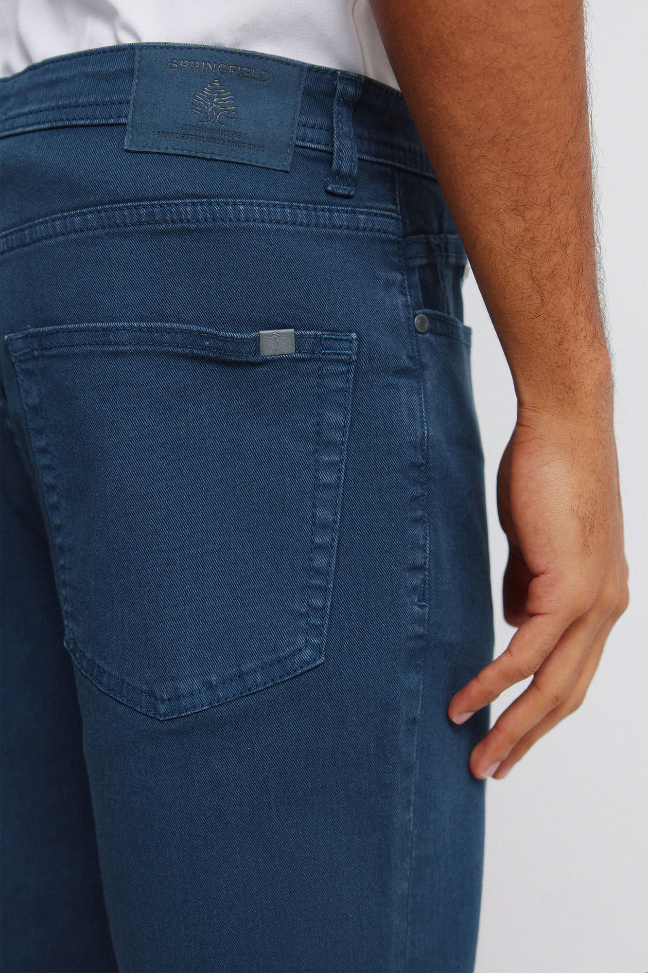 Springfield Pantal&oacute;n slim fit de 5 bolsillos lavado azul mezcla