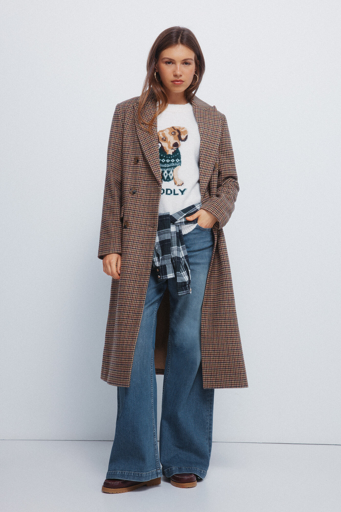 Springfield Chamarra largo de doble chamarra a cuadros