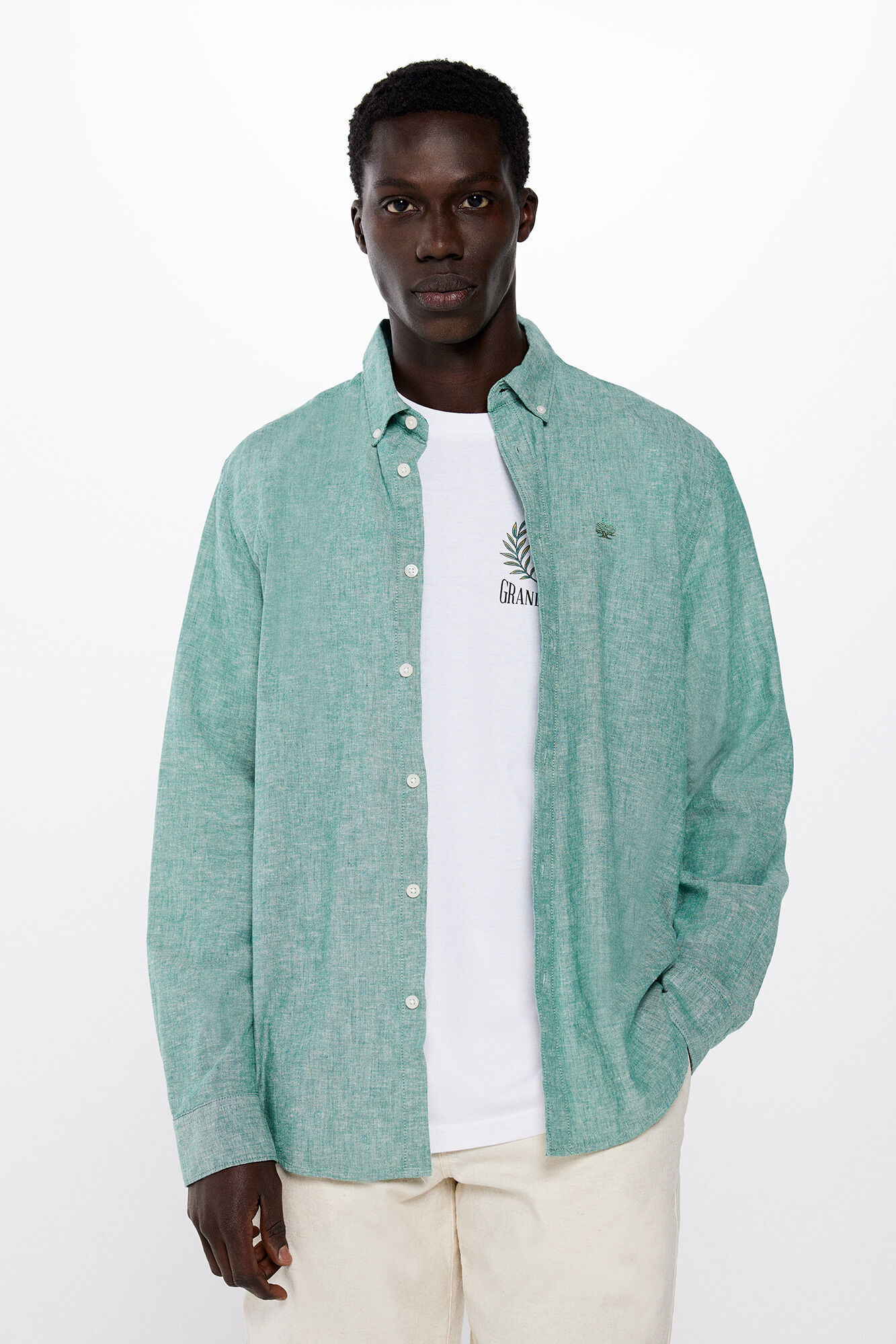 Camisa lino color Camisas de hombre Springfield MX