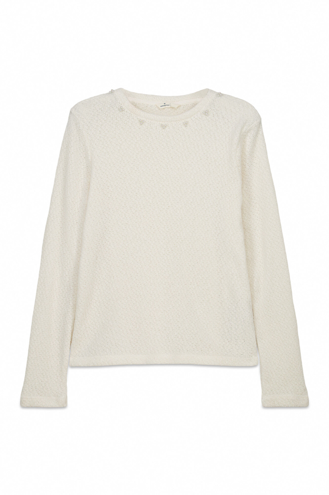 Springfield Playera chenilla cuello fantas&iacute;a beige