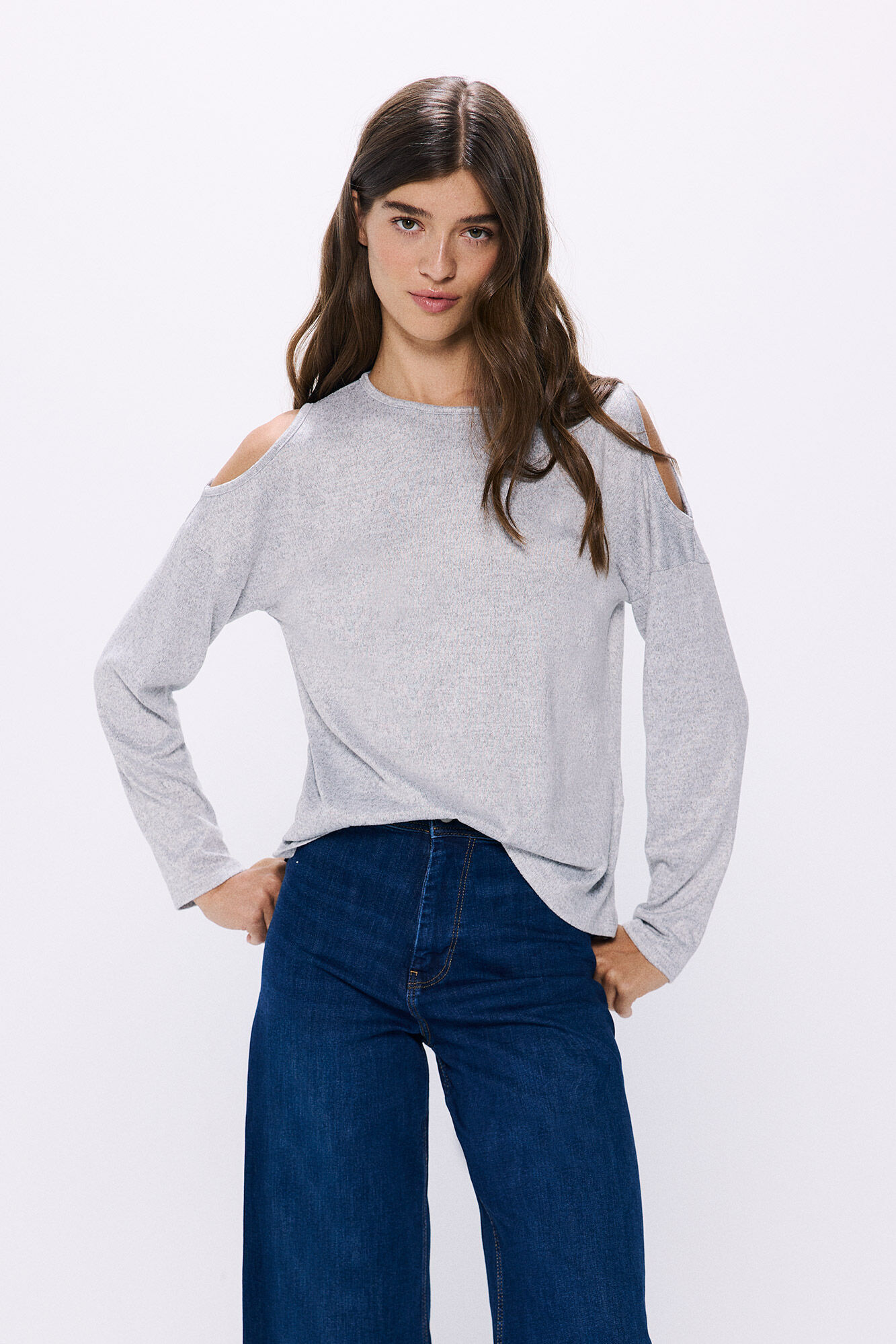 Springfield Playera escote hombros gris