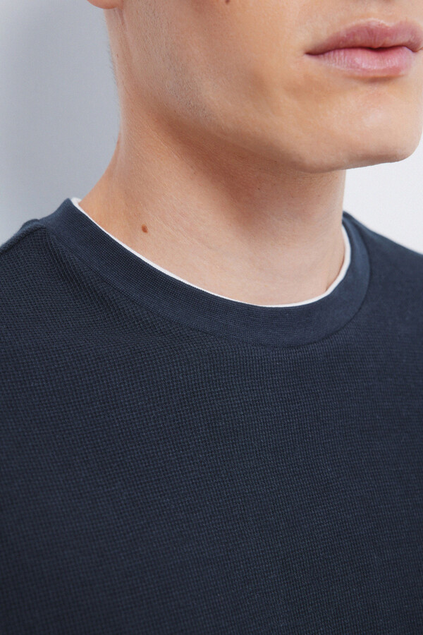 Springfield Camiseta doble tejido waffle azul