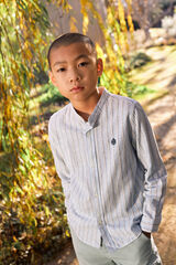 Springfield Camisa multiraya niño marfil