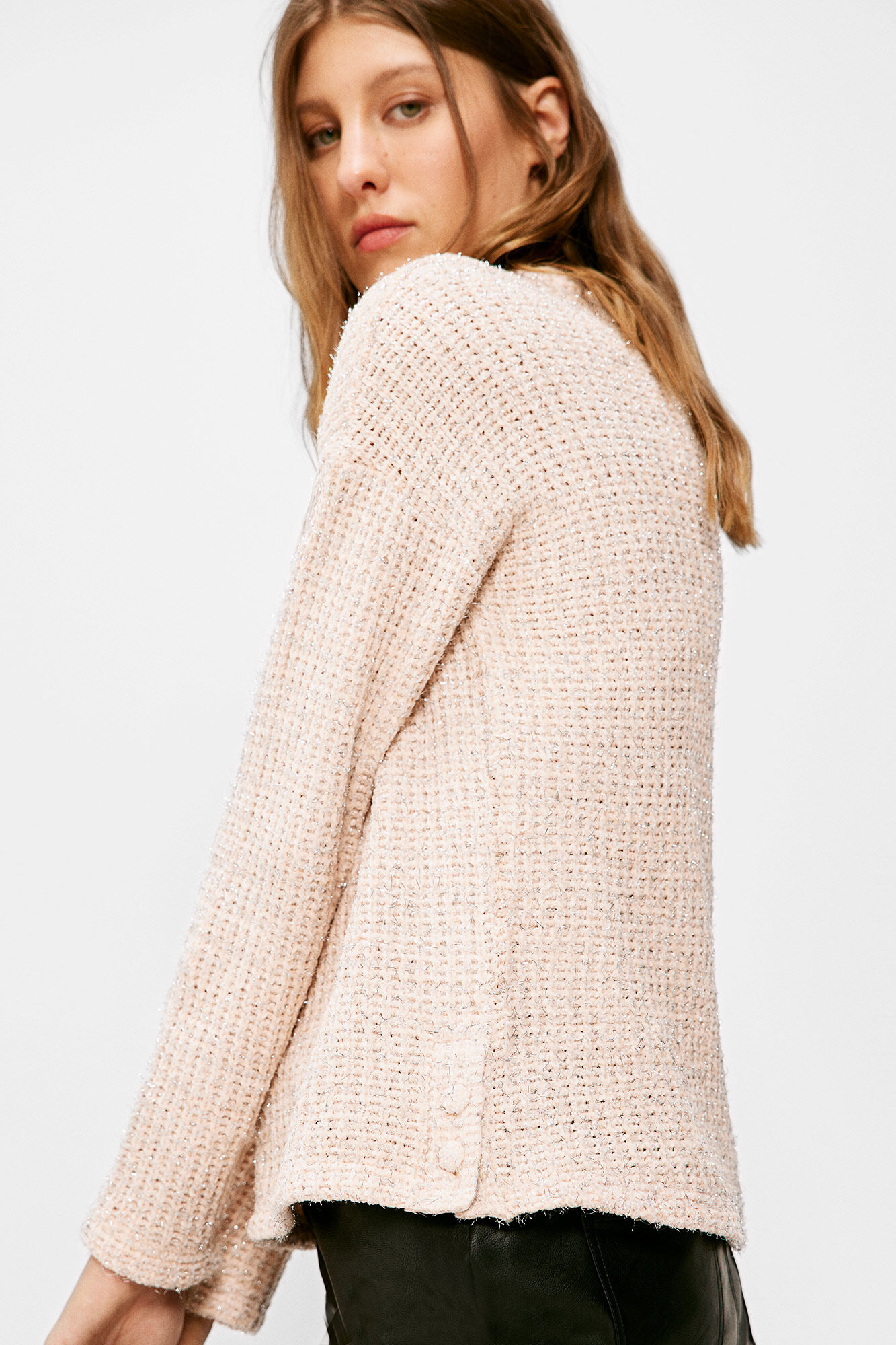 Springfield Playera Chenilla Estructura Botones rosa