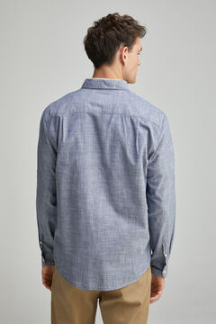 Springfield Camisa algodón slub lisa azulado