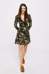 Springfield Vestido Corto Paisley negro