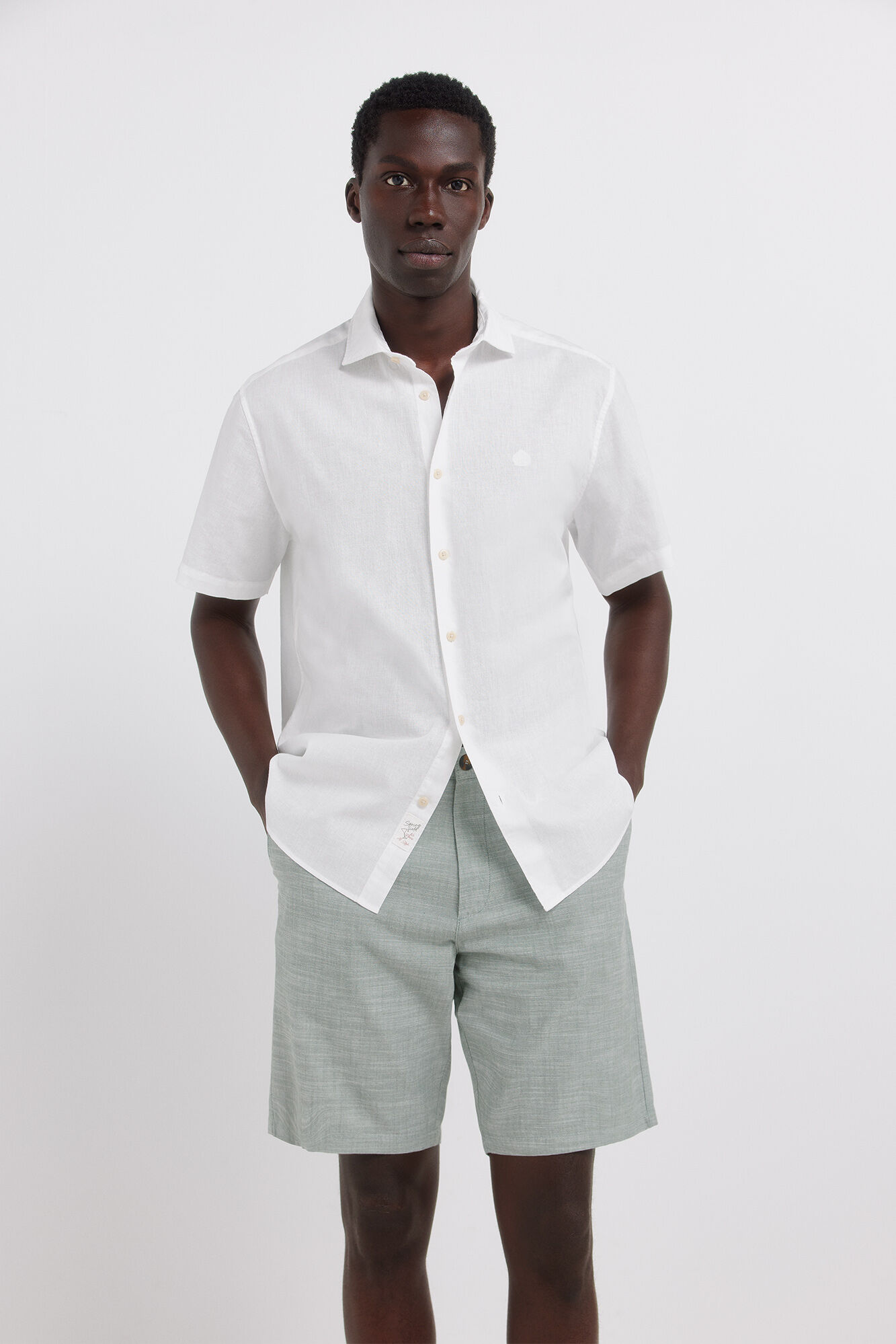Springfield Bermudas chambray slim fit caza oscuro