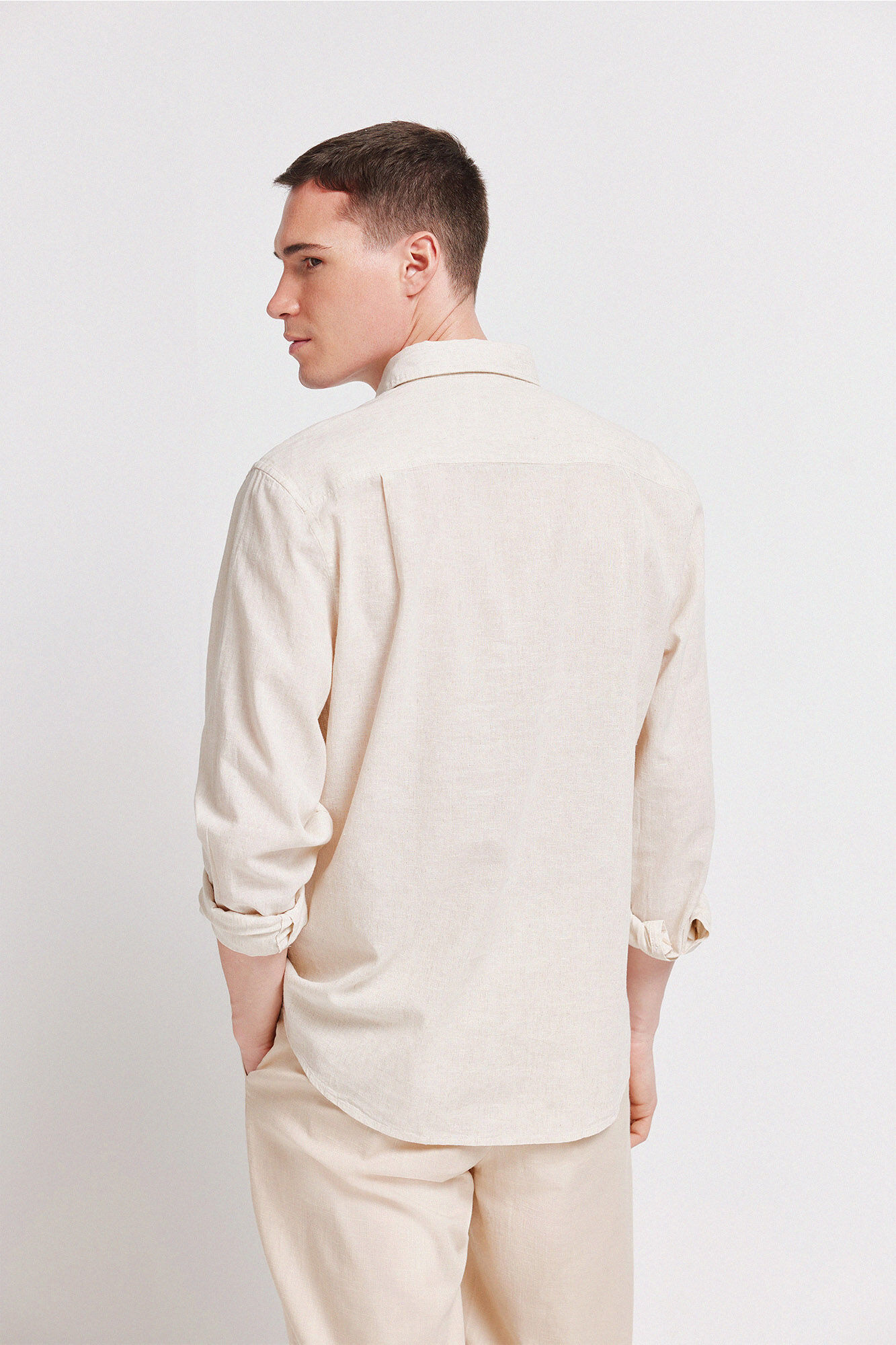 Springfield Camisa lino beige