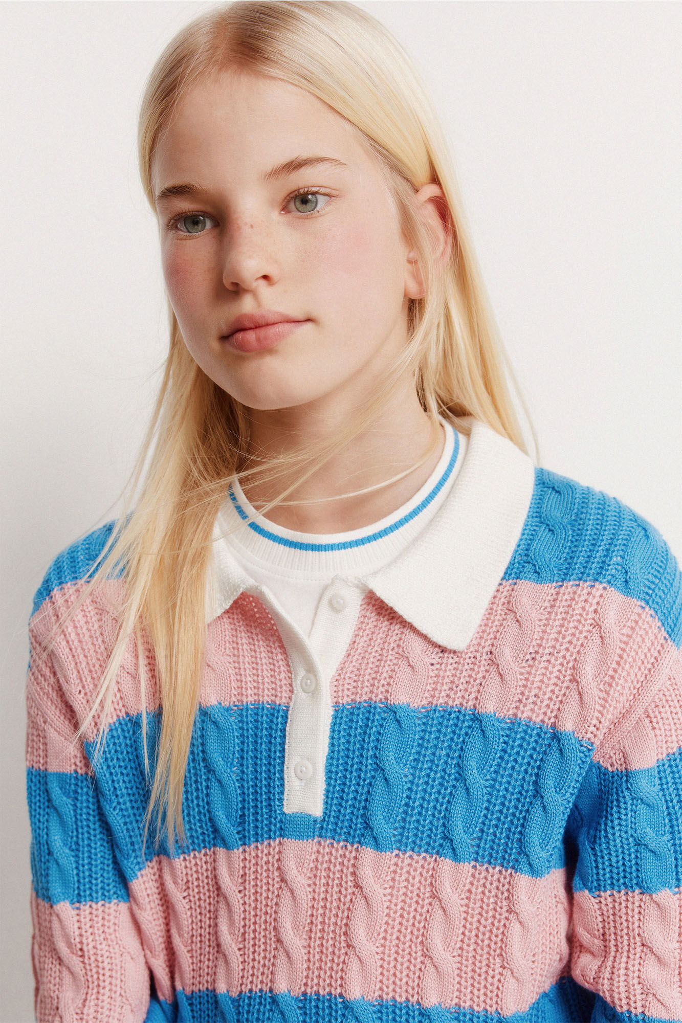 Springfield Kids Jersey polo de rayas para ni&ntilde;a rosa