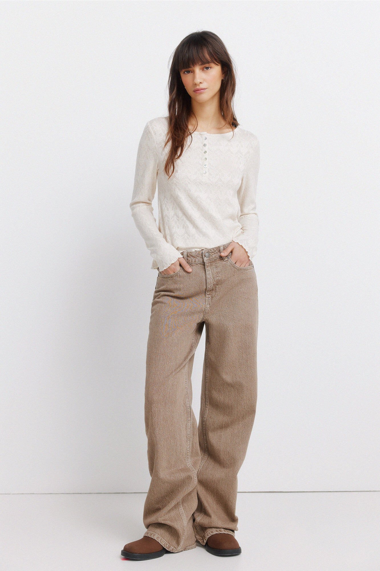 Springfield Playera con acabado de ondas beige