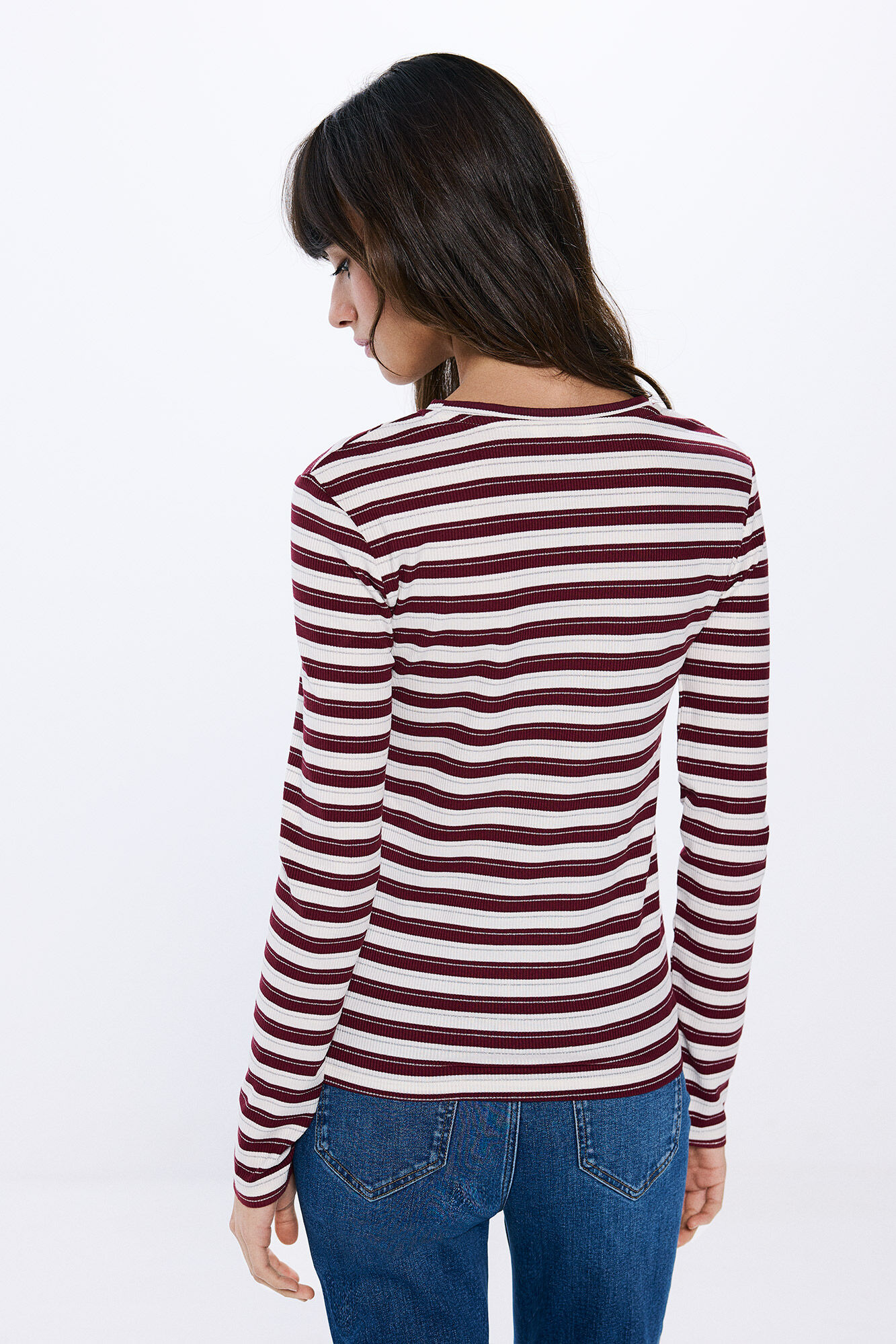 Springfield Playera rayas lurex p&uacute;rpura