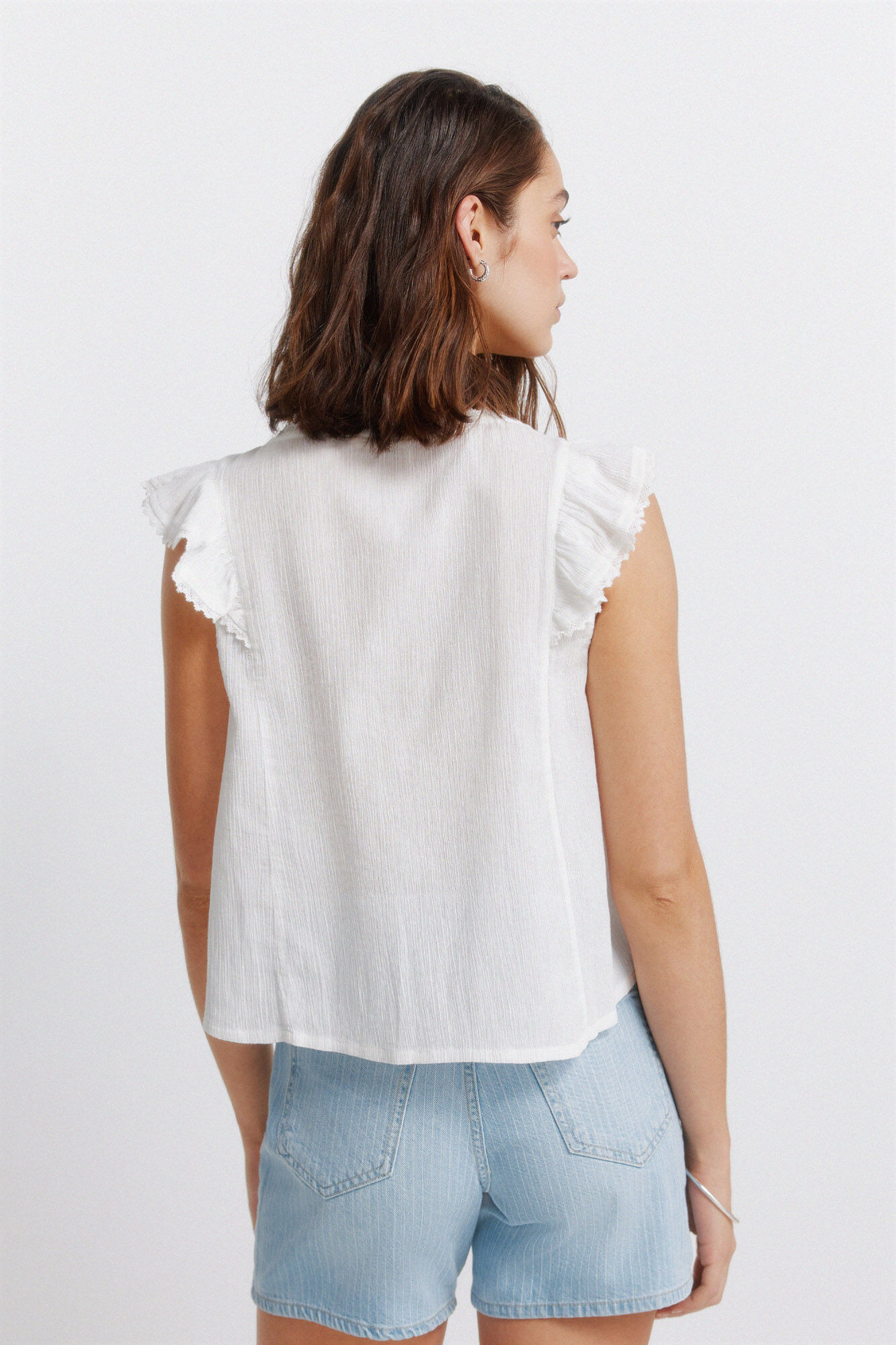 Springfield Blusa rom&aacute;ntica con volantes blanco