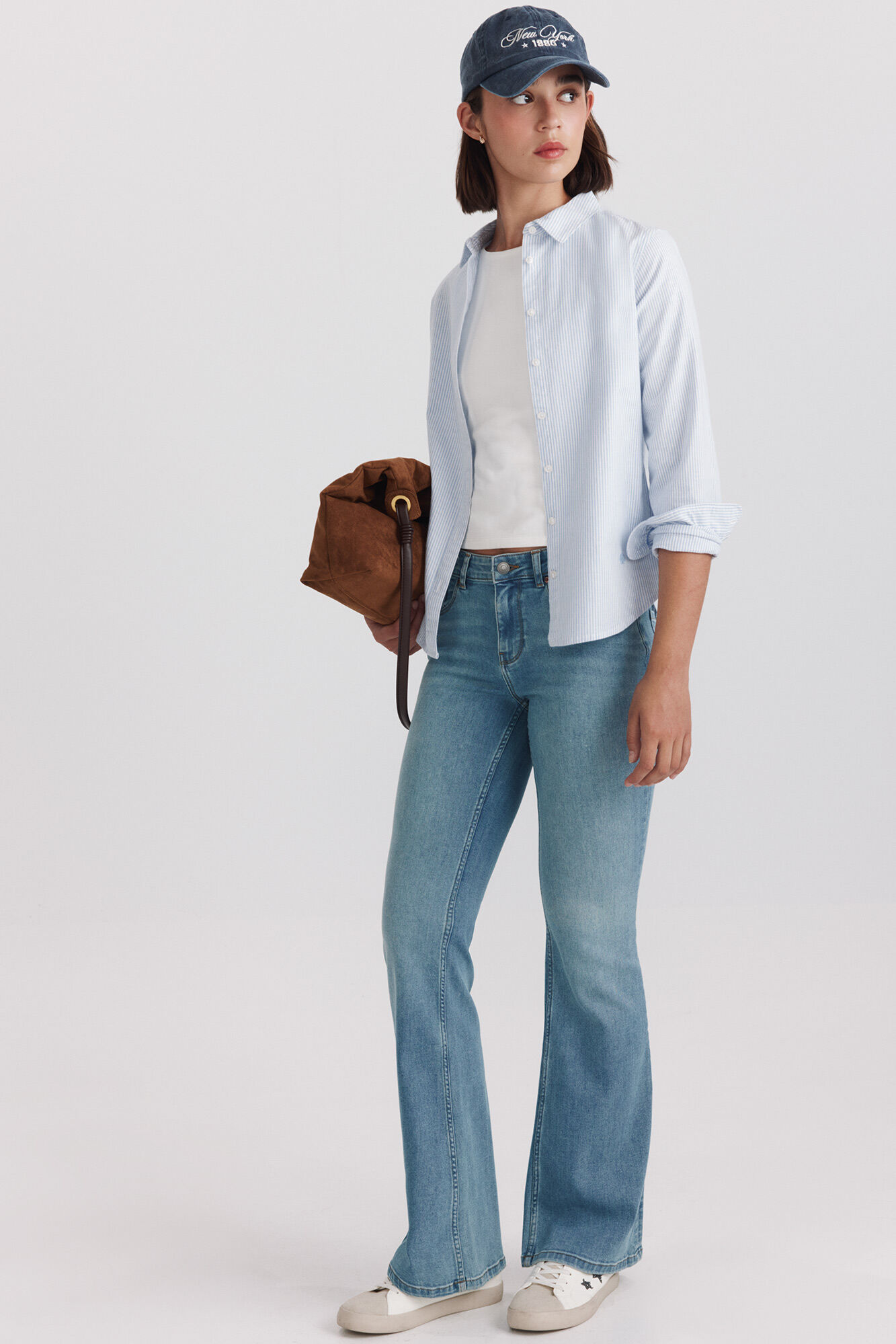 Springfield Jeans bootcut flare de tiro bajo azul tinta