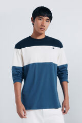 Springfield playera de piqu&eacute; de manga larga con cortes azul