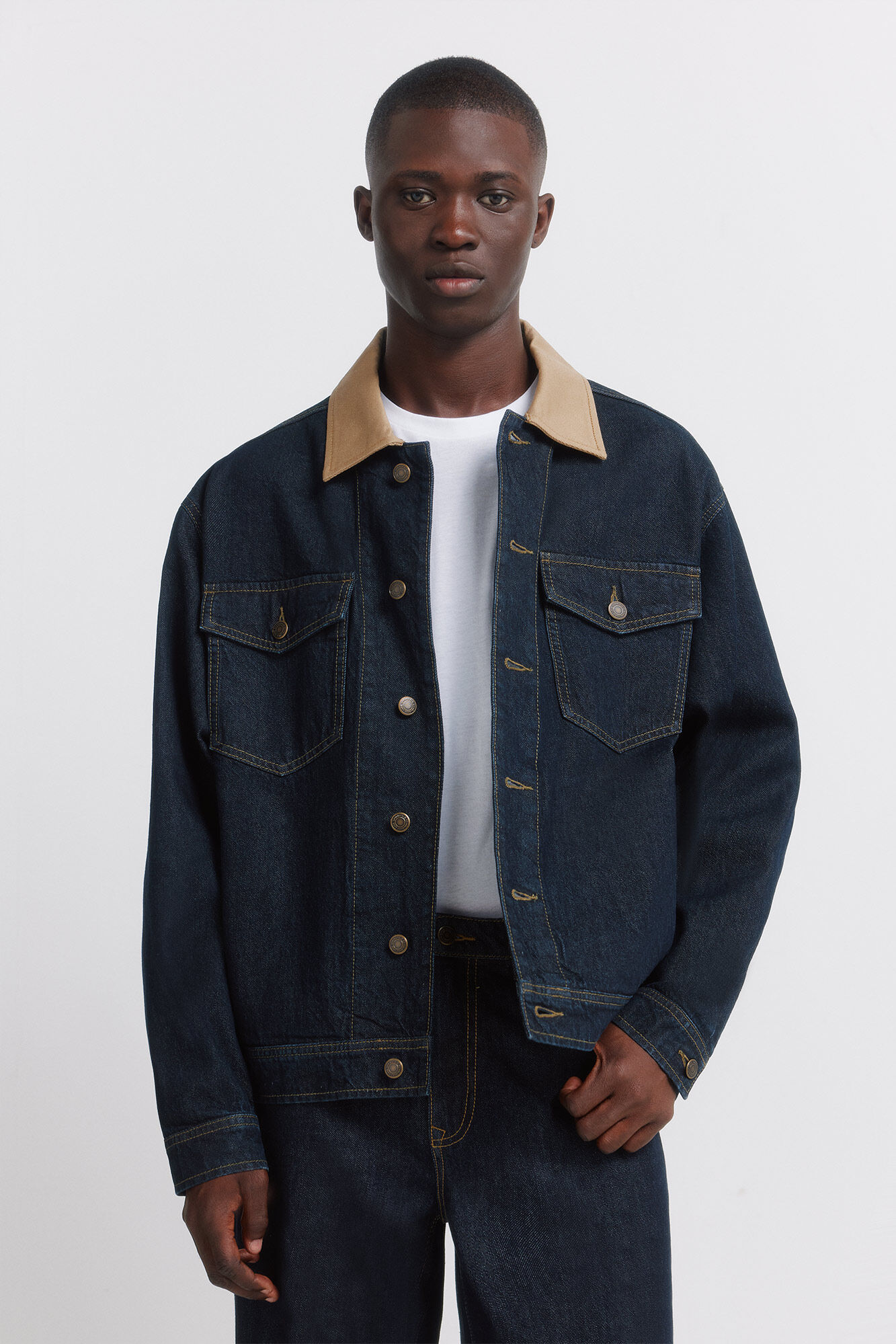 Springfield Cazadora vaquera oversize cuello contraste