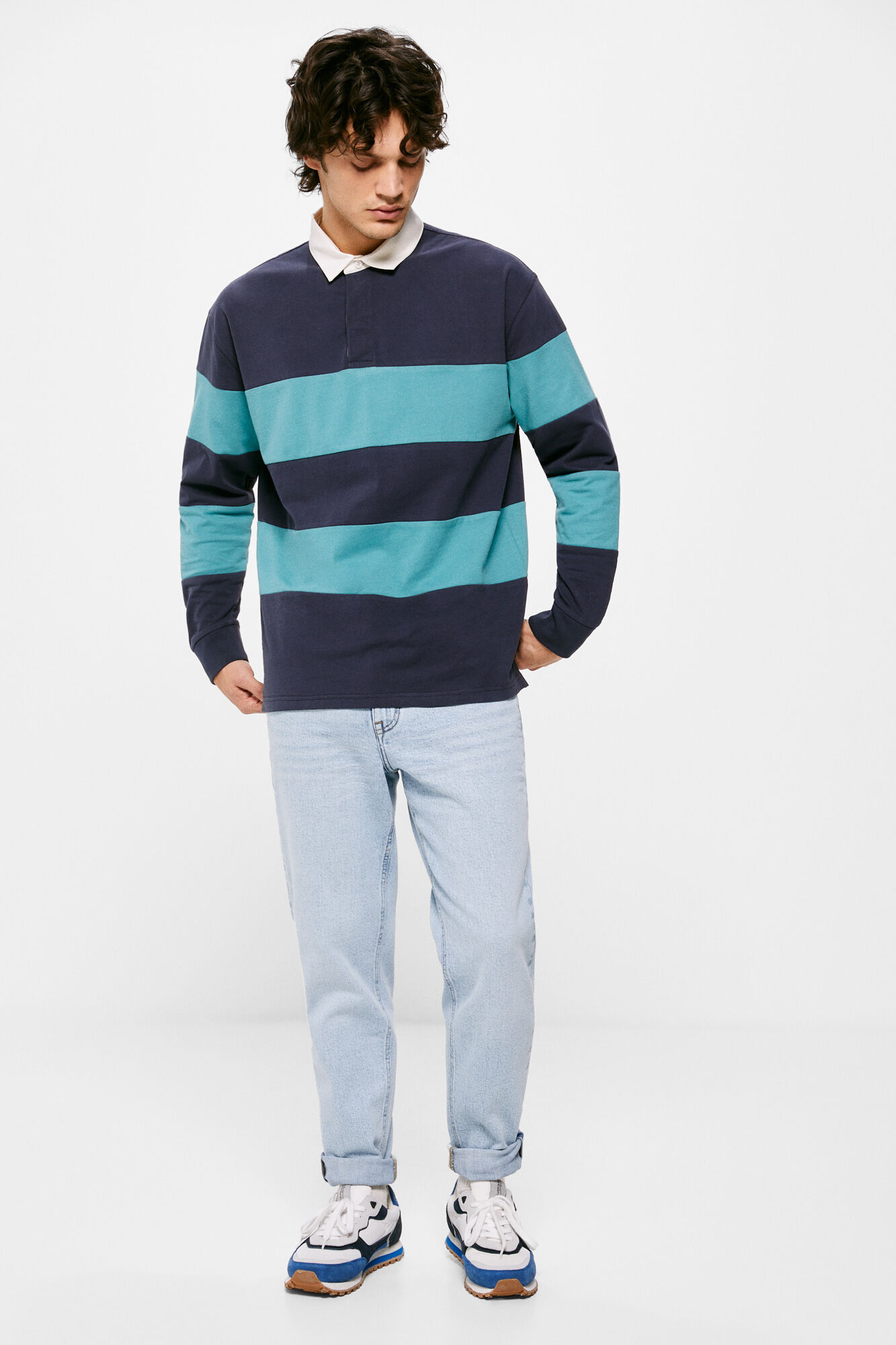 Springfield Polo manga larga rugby rayas azul