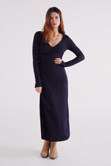 Springfield Vestido midi estructura crochet marino