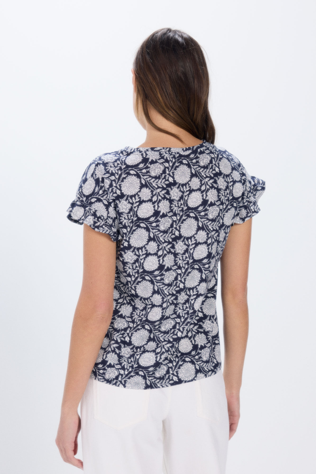 Springfield Playera estampada mangas volante azul