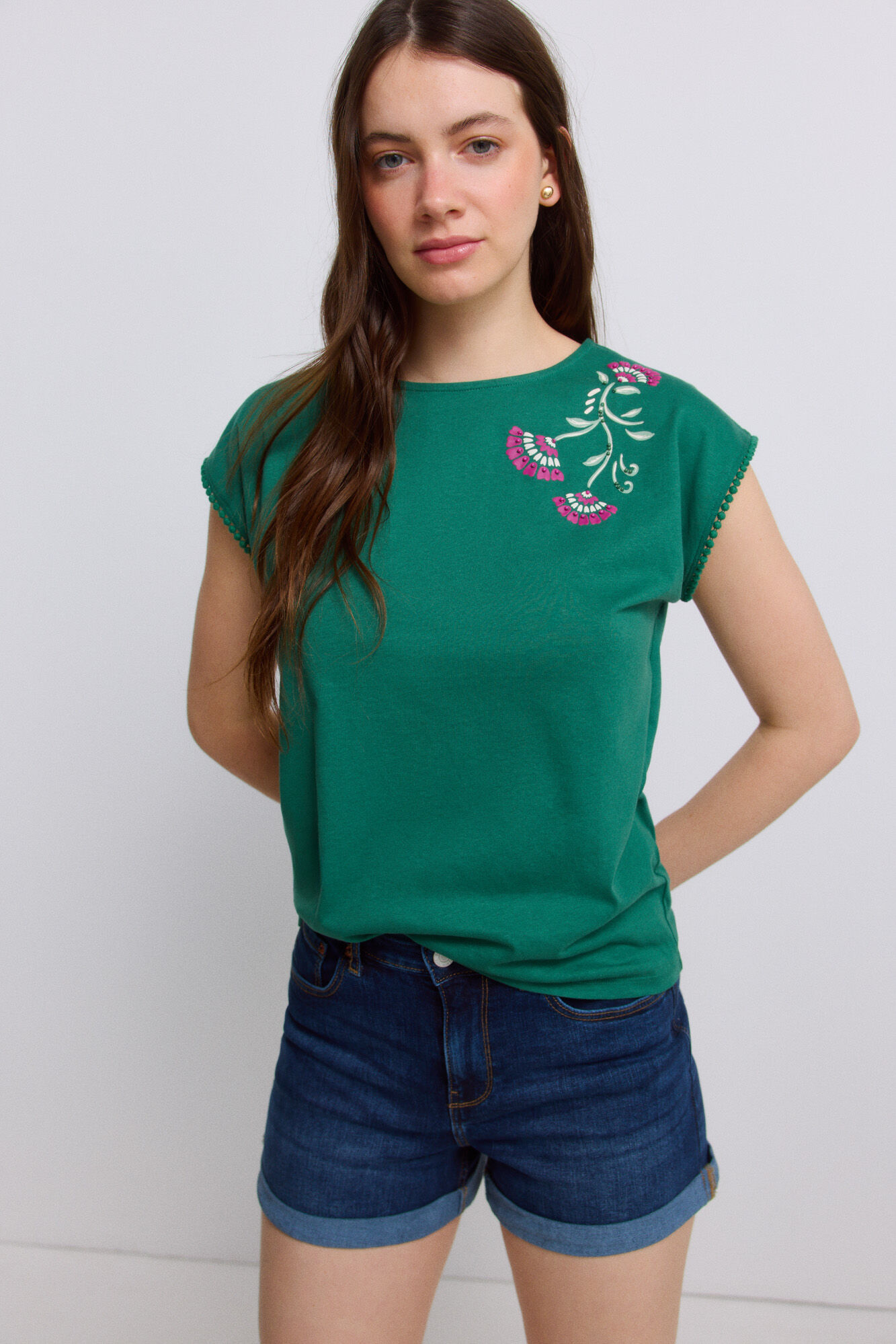 Springfield Playera sin mangas con bolitas verde