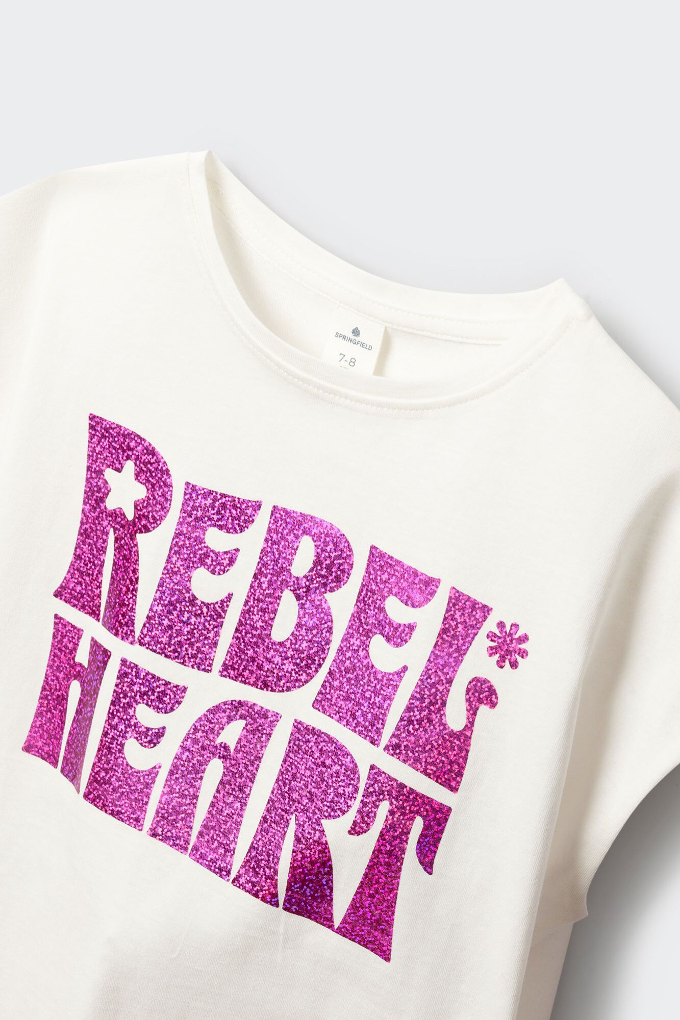 Springfield Kids Playera manga corta Rebel Heart ni&ntilde;a marfil