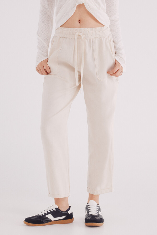 Springfield Pantalón jogger lyocell algodón beige