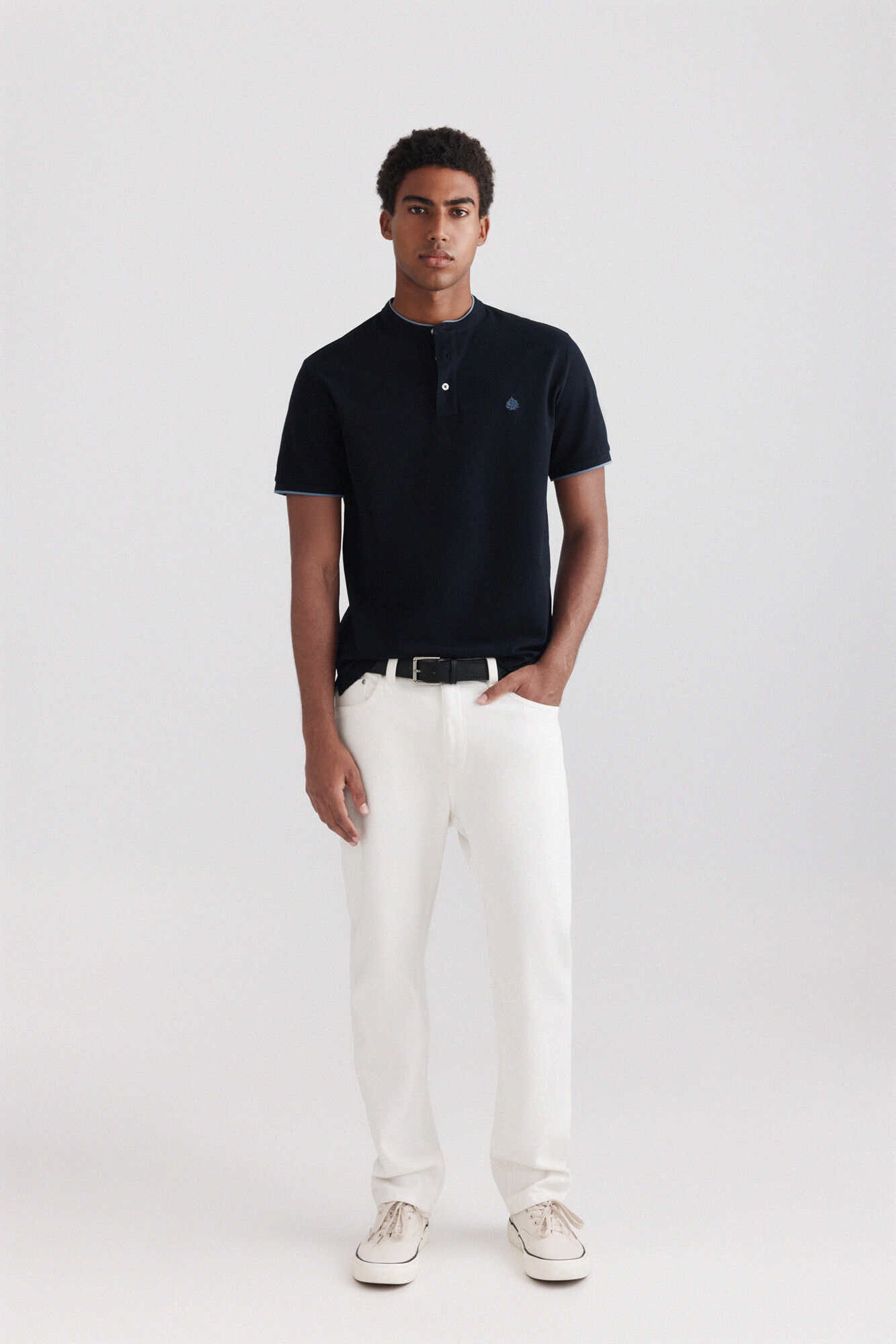 Springfield Polo de piqu&eacute; cuello mao slim fit marino