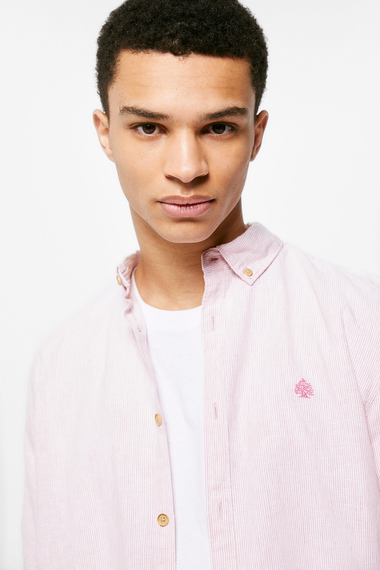 Springfield Camisa lino rayas rosa