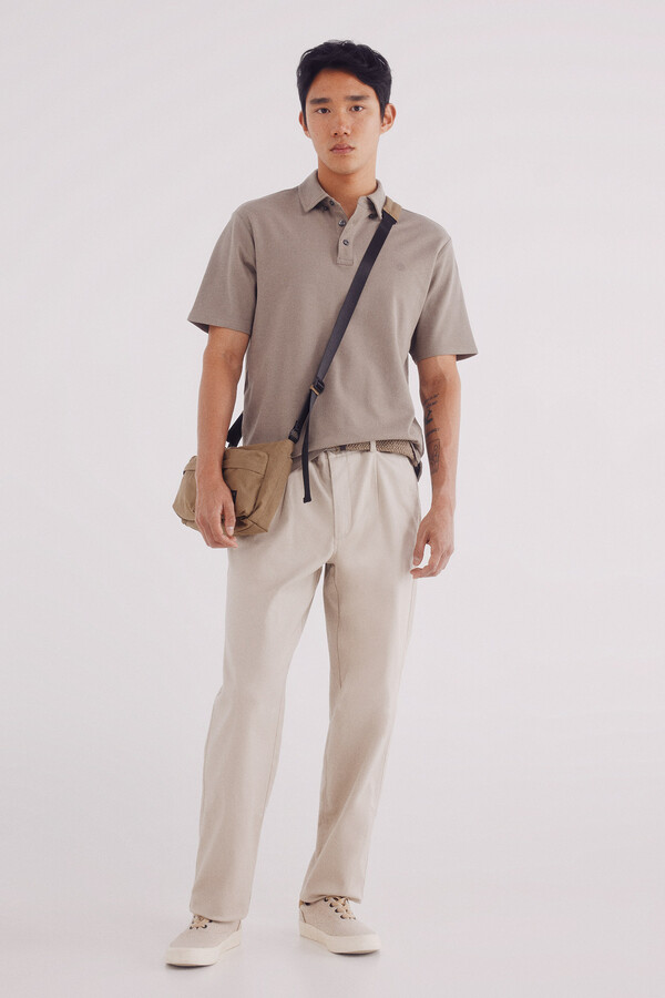 Springfield Polo piqué look vestido slim fit café