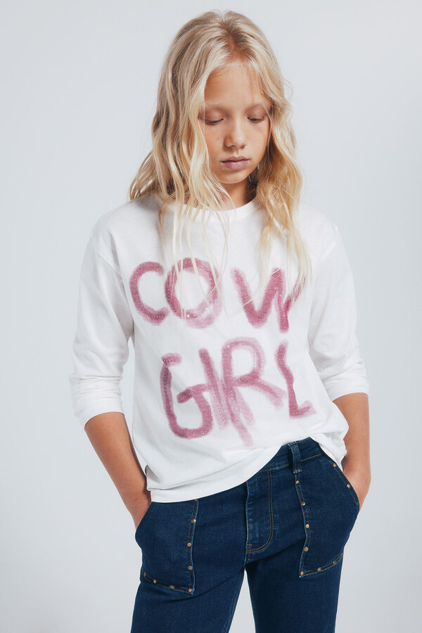 Springfield Kids Playera cowgirl niña marfil