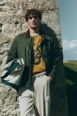 Springfield Parka short con cuello de pana kaki