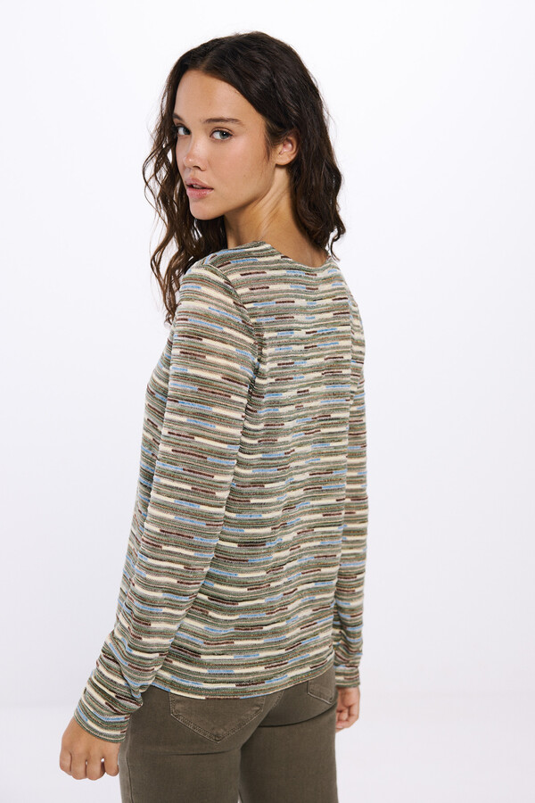 Springfield Playera estructura rayas beige