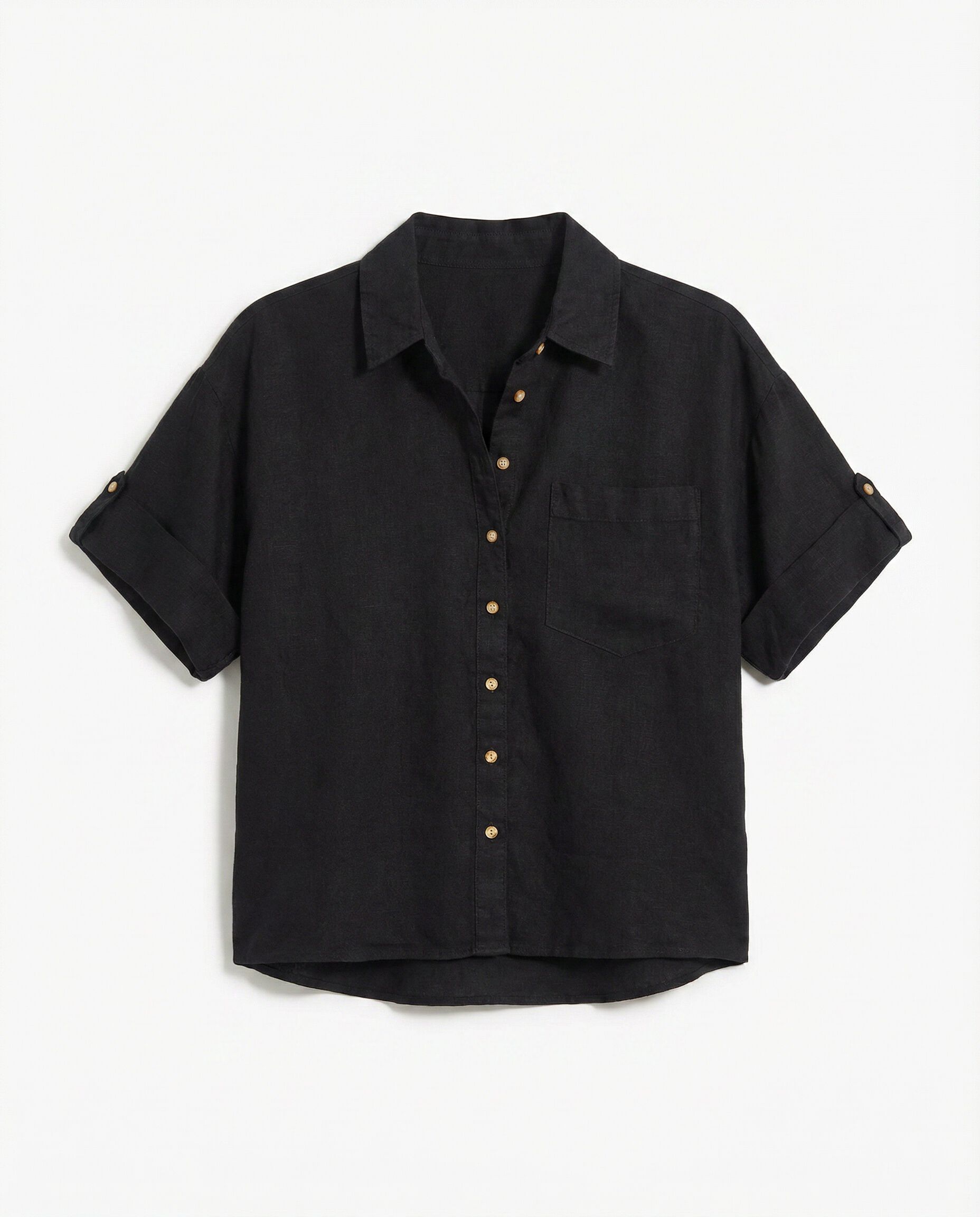 Springfield Camisa de lino de manga corta negro
