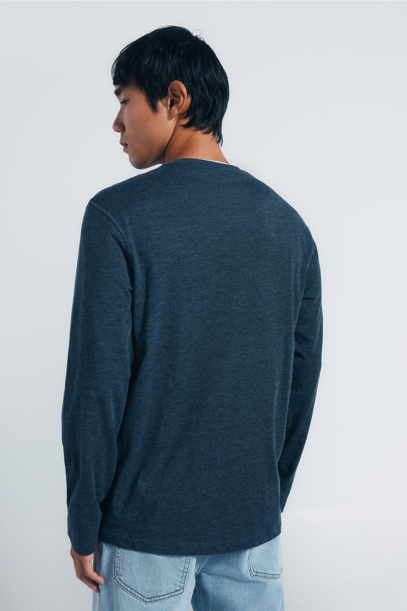 Springfield playera Cuello redondo con botones de manga larga azul