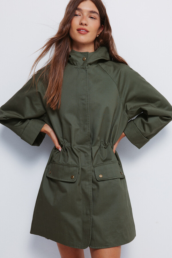 Springfield Parka con capucha de algodón khaki