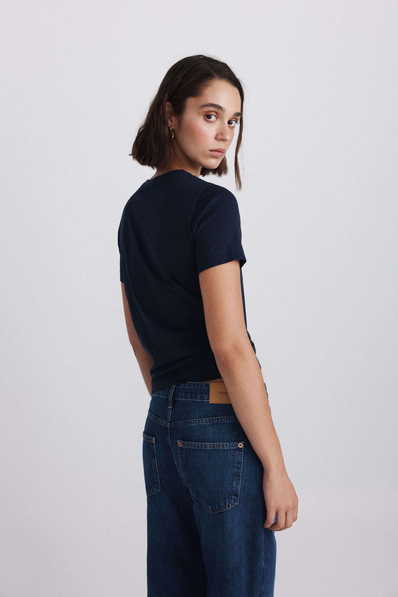 Springfield Playera b&aacute;sica de algod&oacute;n lisa negro