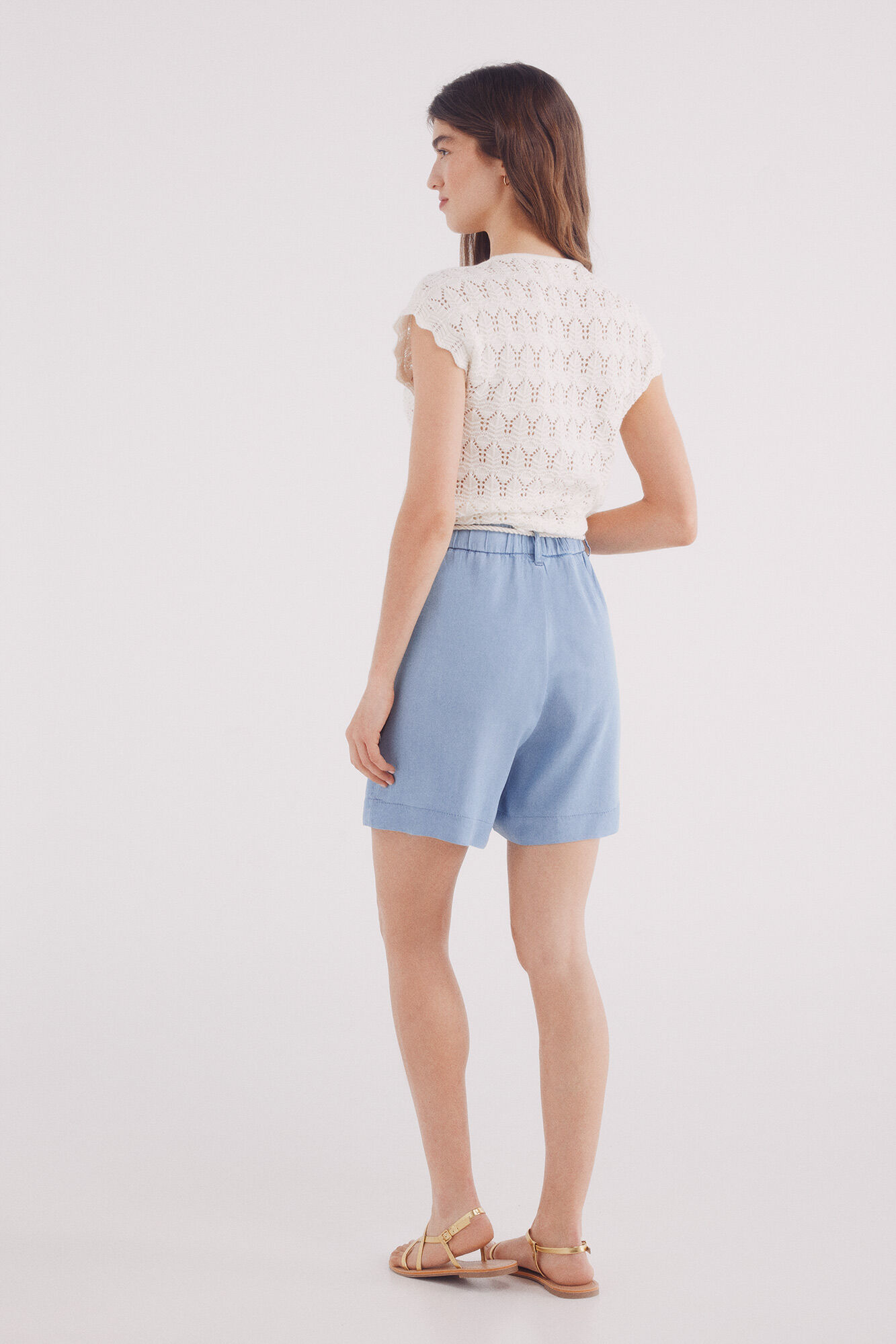 Springfield Shorts cintur&oacute;n tencel azul