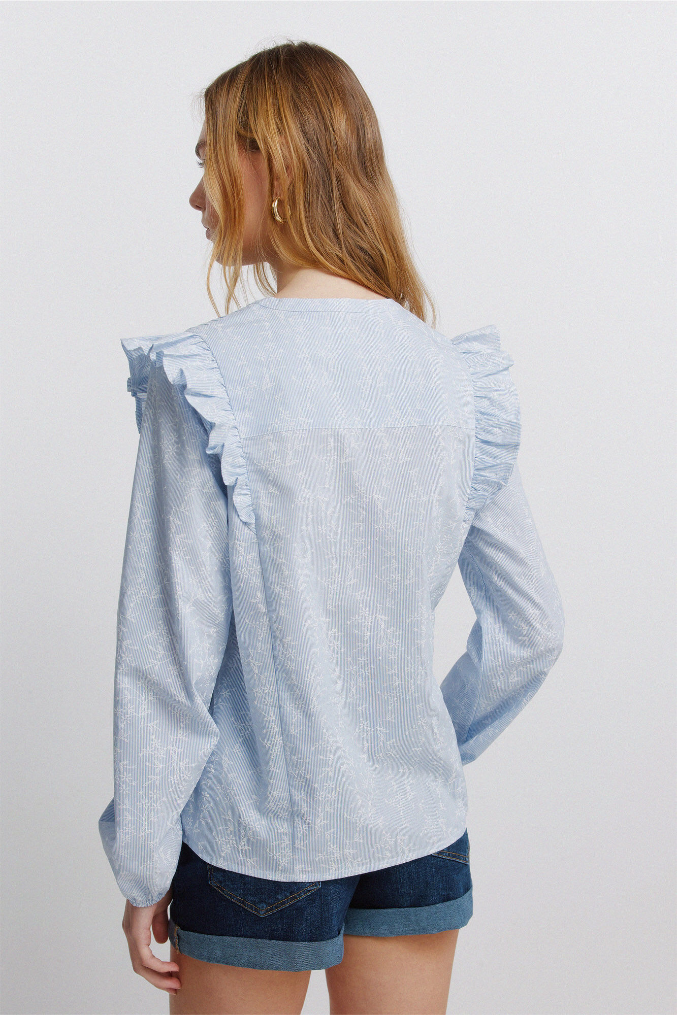 Springfield Camisa rom&aacute;ntica con volantes azul