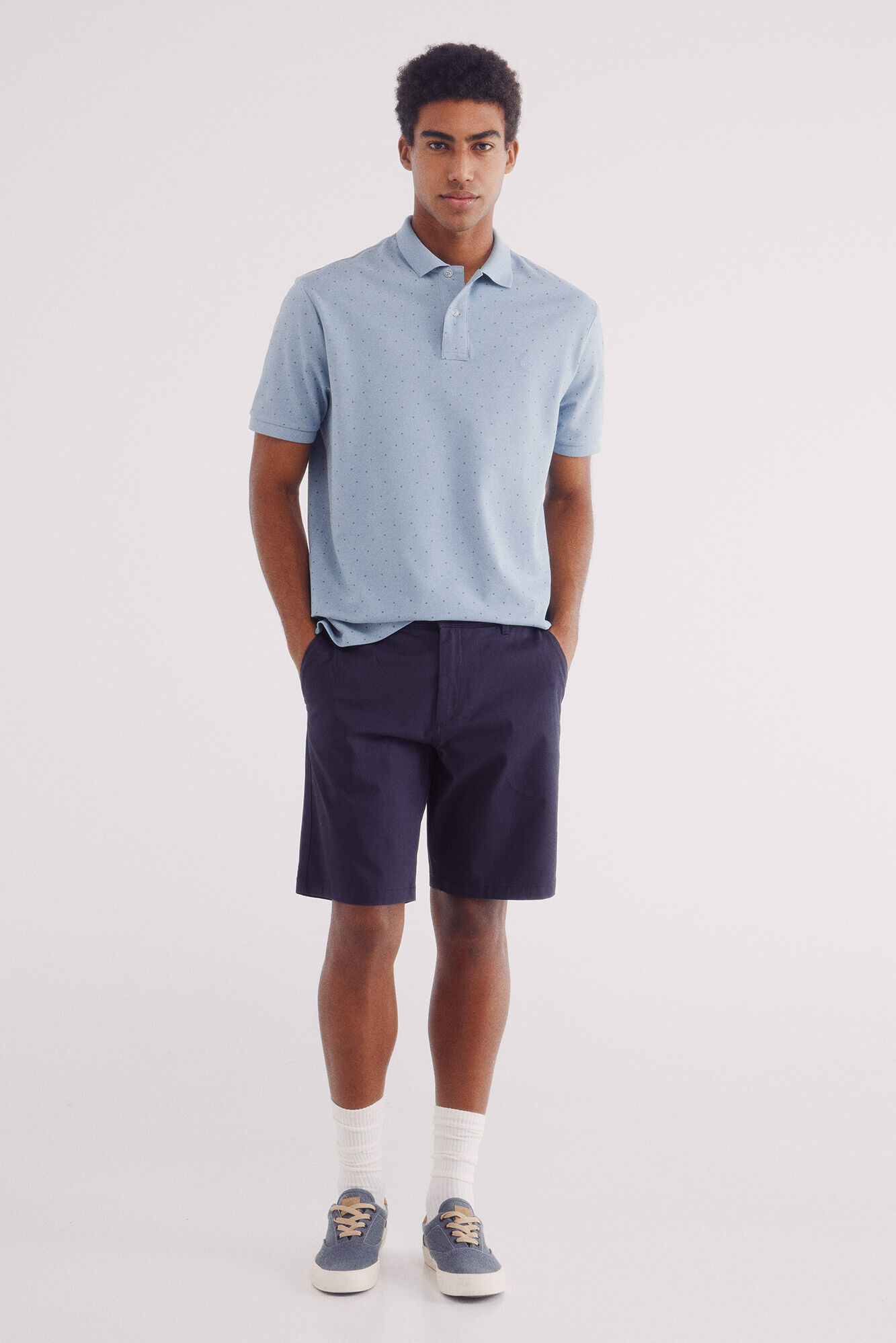 Springfield Polo piqu&eacute; estampado all over regular fit azul mezcla