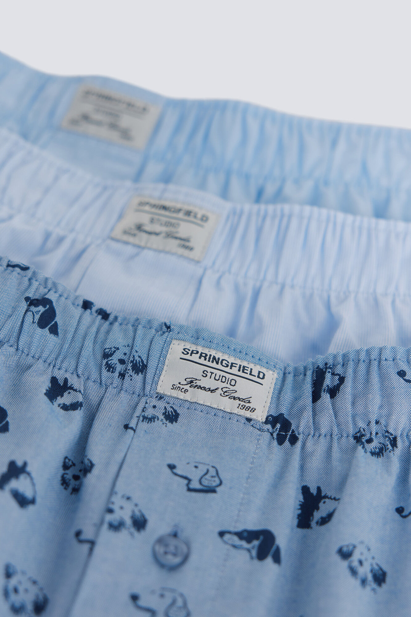 Springfield Paquete de 3 calzones con estampado de perros azul indigo