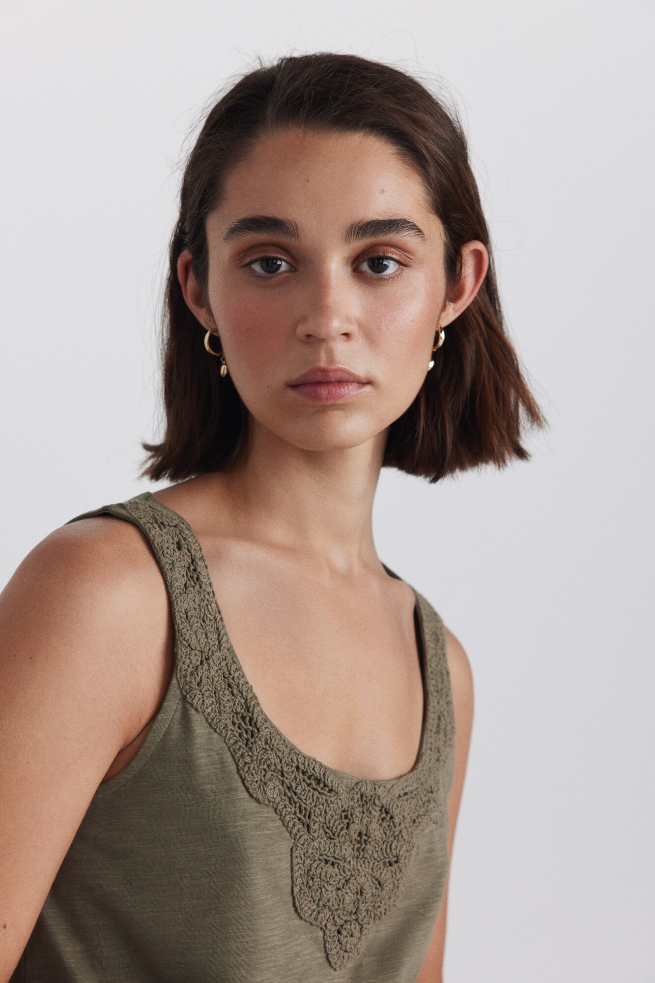 Springfield Playera sin mangas de crochet