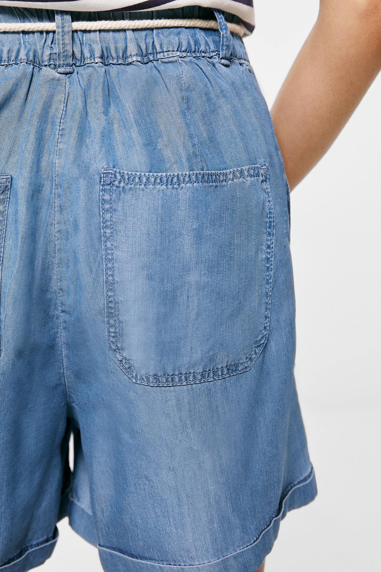 Springfield Bermuda Vaquera Tencel Cintur&oacute;n Cuerda azul